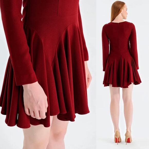 SELMACILEK | Black Velvet Skater Dress Skirt Long Sleeve Mini S - Picture 2 of 13